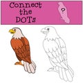 Educational games for kids: Connect the dots. Cute bald eagle smiles. Royalty Free Stock Photo