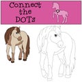 Educational games for kids: Connect the dots. Cute horse. Royalty Free Stock Photo