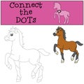 Educational games for kids: Connect the dots. Little cute foal. Royalty Free Stock Photo