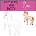 Educational games for kids: Connect the dots. Little cute foal. Royalty Free Stock Photo