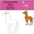 Educational games for kids: Connect the dots. Little cute foal. Royalty Free Stock Photo