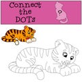 Educational games for kids: Connect the dots. Little cute tiger. Royalty Free Stock Photo