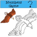 Educational games for kids: Numbers game with contour. Cute bald eagle.