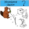 Educational games for kids: Numbers game. Little cute beaver.