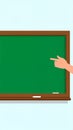 Educational Green Chalkboard with Hand Pointing and Chalk Royalty Free Stock Photo