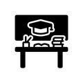 Black solid icon for Educational, desk and book Royalty Free Stock Photo