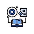 Educational icons set representing knowledge sharing and design process Royalty Free Stock Photo