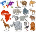 Educational illustration of African animals set Royalty Free Stock Photo