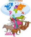 Educational illustration of cartoon South American animals