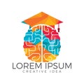 Braind and graduation cap icon design. Royalty Free Stock Photo