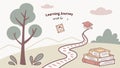 Educational journey, path to knowledge and continuous learning, vector design Generative AI Royalty Free Stock Photo
