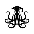 An educational logo featuring a vector art illustration adorned with a graduation-themed octopus icon Royalty Free Stock Photo