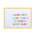 Educational magnetic board with childrens alphabet, magnets, for educational institution.