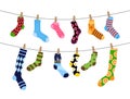 Educational match game, sock lines. Rope activity, laundry symbol, children clothesline, kids worksheet. Cotton socks