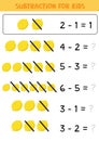 Educational math children game. Subtraction for kids