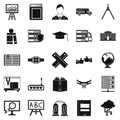 Educational matters icons set, simple style