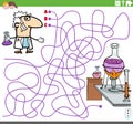 Educational maze game with cartoon scientist and lab