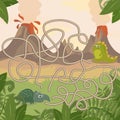 Educational Maze game. Help dinosaurs meet. Fun for preschool years children