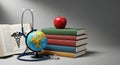 Educational Medical Science Books Globe Stethoscope Apple Classroom Study Royalty Free Stock Photo