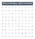 Educational motivation vector line icons set. Learning, Inspiration, Determination, Enthusiasm, Aspiration