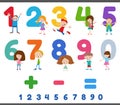 Educational numbers set with funny children characters