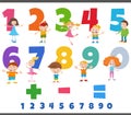 educational numbers set with funny children characters Royalty Free Stock Photo