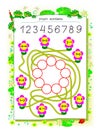 Educational page for children math book with exercises on addition and subtraction. Need to solve examples and write numbers.