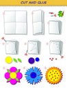 Educational page for children. Template with exercise for kids. Use a scissors to cut from sheet of paper beautiful spring flowers