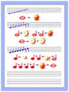 Educational page for little children to study the duration of musical notes. Developing tracing, counting and writing skills.