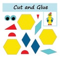 Educational paper game for kids. Cut parts of the image and glue on the paper. Cartoon penguin