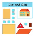 Cut parts of the image and glue on the paper. Vector illustration of house