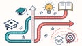 Educational Path. Success Growth Journey Map, vector design Generative AI Royalty Free Stock Photo