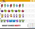 educational pattern activity with cartoon characters