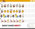 Educational pattern game with cartoon Easter characters