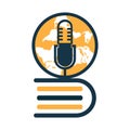 Educational Podcast globe Icon Logo Design. Royalty Free Stock Photo