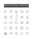 Educational process line icons collection. Motivate, Encourage, Inspire, Strengthen, Boost, Energize, Support vector and
