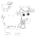 Educational Puzzle Game for kids: numbers game. Cartoon kid of goat with bell. Farm animals. Coloring book for children Royalty Free Stock Photo