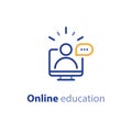 Online education concept line icons, internet learning courses, distant studying Royalty Free Stock Photo