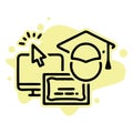 Educational resources vector line icon set, online learning courses