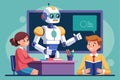 Educational robot assists students in a modern classroom by guiding lessons with interactive technology Royalty Free Stock Photo