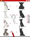 educational shadow game with cartoon purebred dogs Royalty Free Stock Photo