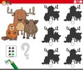 Educational shadows game with animal characters