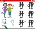 educational shadows game with girl and boy characters