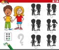 educational shadows task with girl and boy characters
