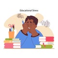 Educational stress concept. Flat vector illustration Royalty Free Stock Photo
