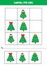 Educational Sudoku game with cute cartoon Christmas trees.