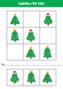 Educational Sudoku game with cute cartoon Christmas trees.