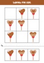 Educational sudoku game with cute heart lollipops