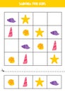 Educational sudoku game with cute sea shells
