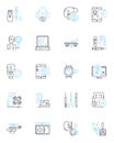 Educational support linear icons set. Tutoring, Mentoring, Coaching, Guidance, Instruction, Teaching, Learning line